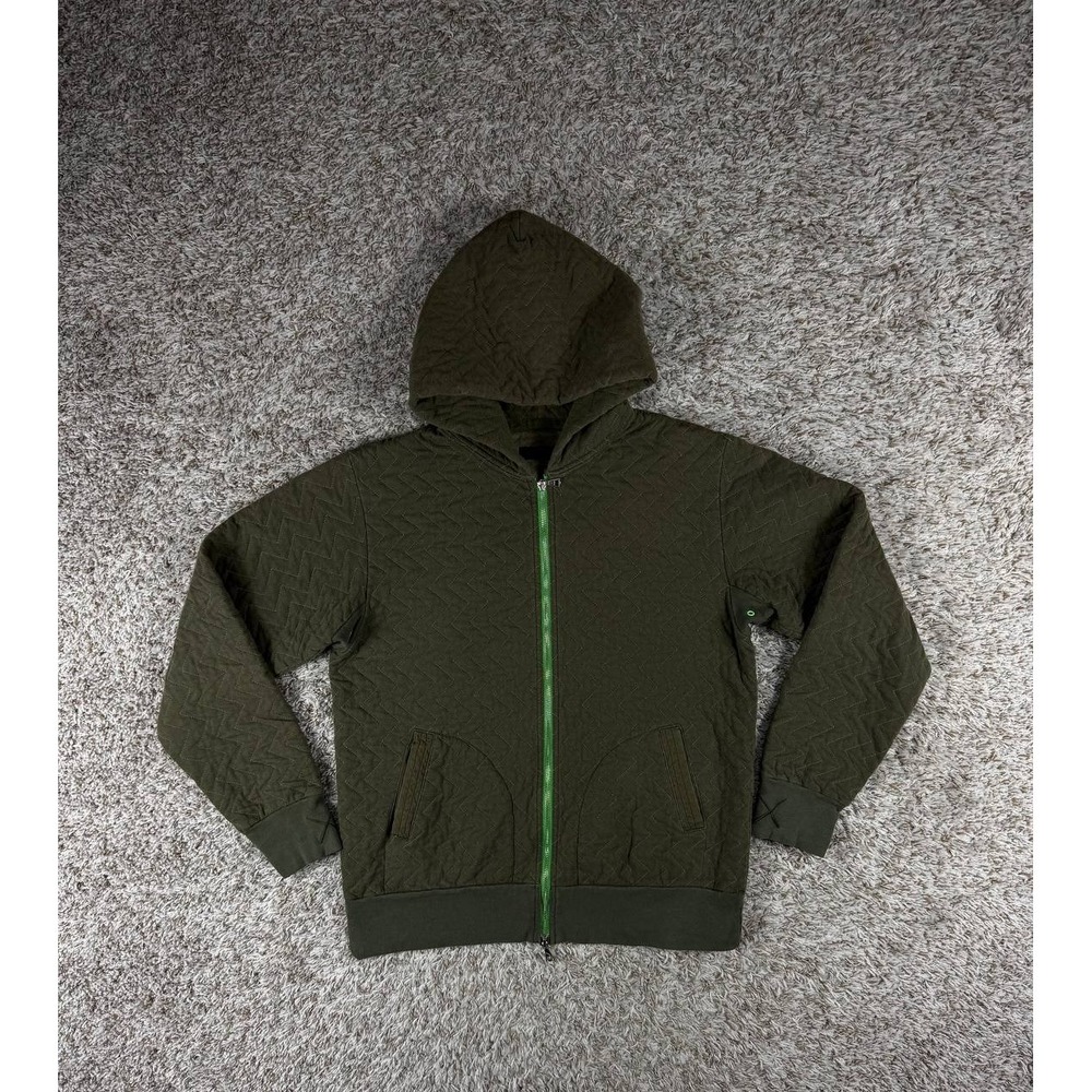 OriginalFake KAWS Quilted Zip Hoodie Olive Green Men's Size Small